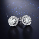 Round Luxury Swiss Crystals Stud Earrings