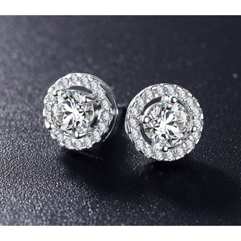 Round Luxury Swiss Crystals Stud Earrings
