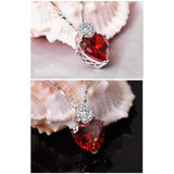 Ruby Heart Earrings Necklace Set