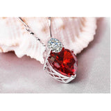 Ruby Heart Earrings Necklace Set