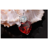 Ruby Heart Earrings Necklace Set