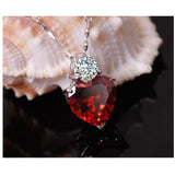 Ruby Heart Earrings Necklace Set