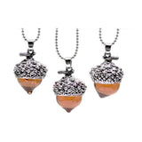 Silver Acorn Amber Necklace