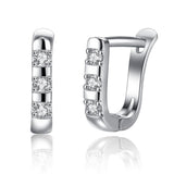 Silver Hoop Earrings with Crystal Diamonds