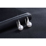 Silver Pearl Hoop Earrings