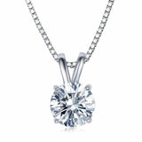 Silvertone Delicate Solitaire Cubic Zirconia Pendant Necklace