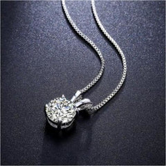 Silvertone Delicate Solitaire Cubic Zirconia Pendant Necklace