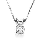 Silvertone Delicate Solitaire Cubic Zirconia Pendant Necklace