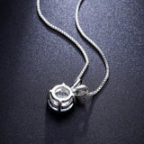 Silvertone Delicate Solitaire Cubic Zirconia Pendant Necklace