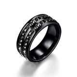 Stainless Steel Double Row Crystal Ring Black / 5 ring