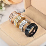 Stainless Steel Double Row Crystal Ring ring