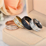 Stainless Steel Double Row Crystal Ring ring