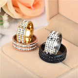 Stainless Steel Double Row Crystal Ring ring