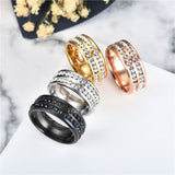 Stainless Steel Double Row Crystal Ring ring