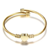 Stainless Steel Heart Bracelet Bangle Gold