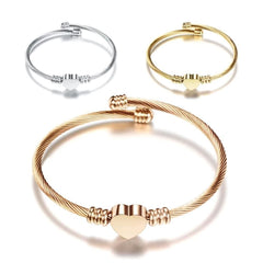 Stainless Steel Heart Bracelet Bangle