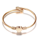 Stainless Steel Heart Bracelet Bangle Rose Gold