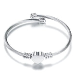 Stainless Steel Heart Bracelet Bangle Silver