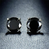 Sterling Silver 925 Midnight Black Round Cut CZ Stud Earrings 7mm