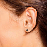 Sterling Silver 925 Midnight Black Round Cut CZ Stud Earrings 7mm