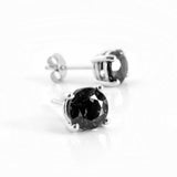 Sterling Silver 925 Midnight Black Round Cut CZ Stud Earrings 7mm