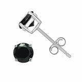 Sterling Silver 925 Midnight Black Round Cut CZ Stud Earrings 7mm