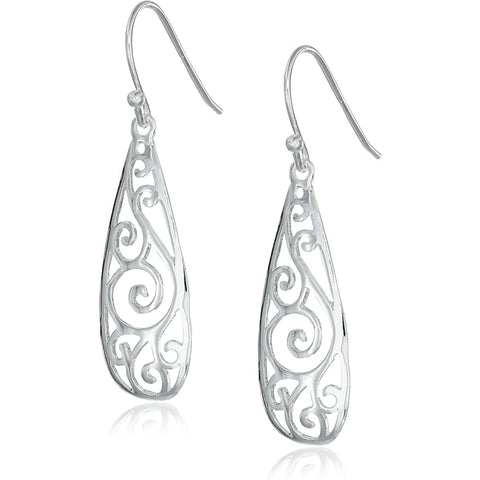 Sterling Silver Filigree Tear Drop Earrings