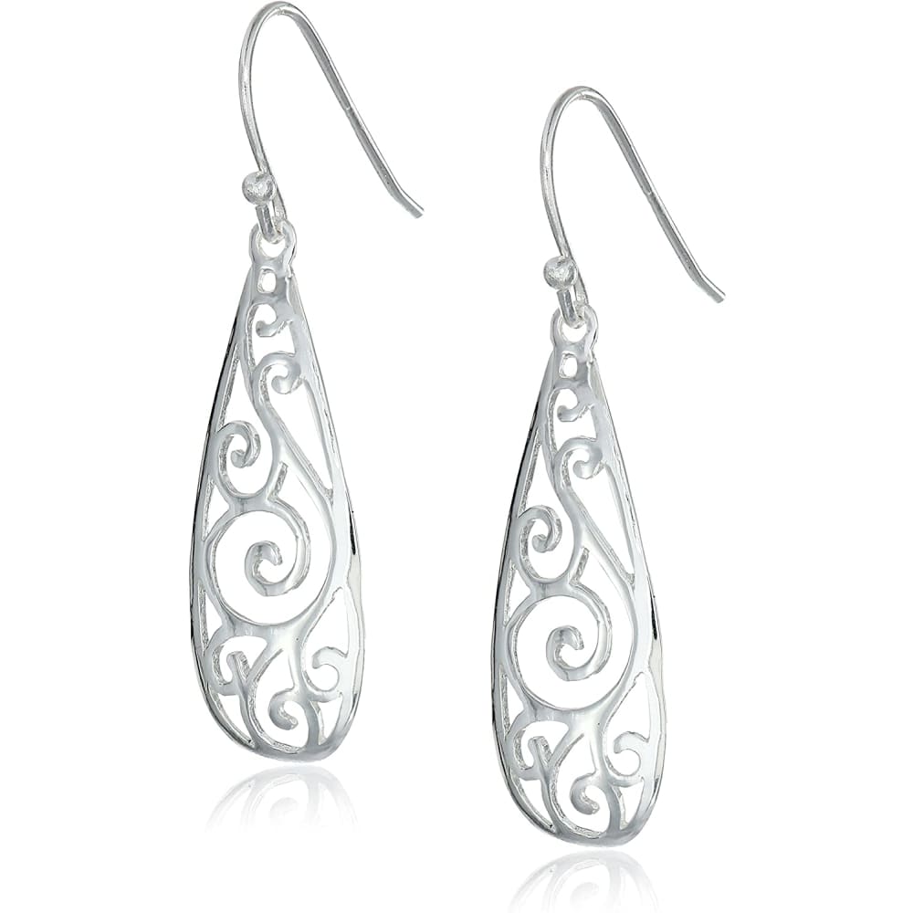 Sterling Silver Filigree Tear Drop Earrings (sterling-silver)