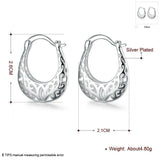 Sterling Silver High Polished Heart Filigree Oval Hoop Earrings