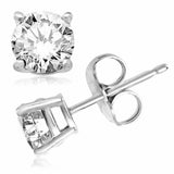 Sterling Silver Stud Earrings Cubic Zirconia Round Men Women 2PC CZ Earrings Set