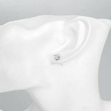 Sterling Silver Stud Earrings Cubic Zirconia Round Men Women 2PC CZ Earrings Set