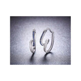 Swirl White Gold Plated CZ Blue Crystal Hoop Earrings