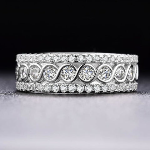 Twist Crystal White Gold Plated Ring