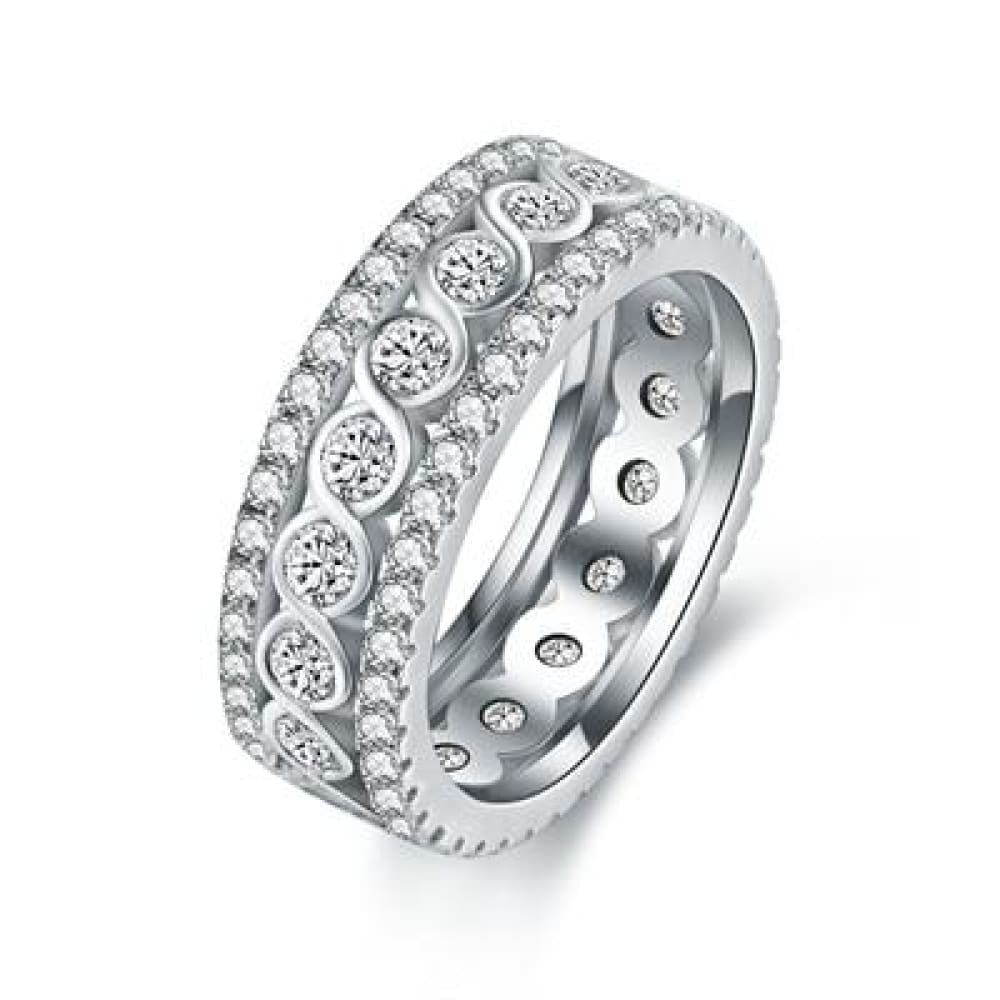 Twist Crystal White Gold Plated Ring