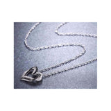 Two Heart Micro Paved Black CZ Crystal Pendant Necklace