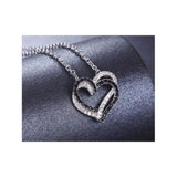 Two Heart Micro Paved Black CZ Crystal Pendant Necklace