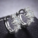 White Gold Plated CZ Crystal Hoop Earrings