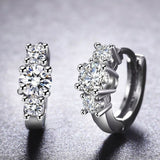 White Gold Plated CZ Crystal Hoop Earrings