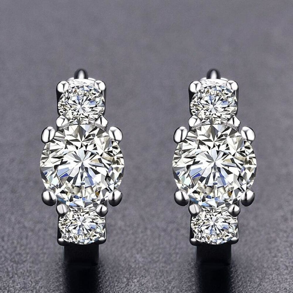 White Gold Plated CZ Crystal Hoop Earrings