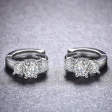 White Gold Plated CZ Crystal Hoop Earrings