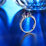 White Gold Plated Purple CZ Crystal Engagement Wedding Ring