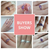 White Gold Plated Purple CZ Crystal Engagement Wedding Ring