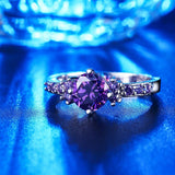 White Gold Plated Purple CZ Crystal Engagement Wedding Ring