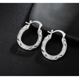 Women 925 Sterling Silver Filigree Round Oval Unique Hoop Earrings