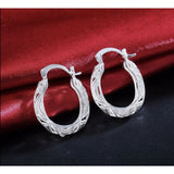 Women 925 Sterling Silver Filigree Round Oval Unique Hoop Earrings