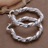 Women 925 Sterling Silver Twisted Circle Hoop Earrings Jewelry