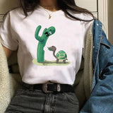 Women Cactus Flower Happy Fashion Short Sleeve Tees Tops Graphic T Shirt CZ20359 / M