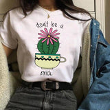 Women Cactus Flower Happy Fashion Short Sleeve Tees Tops Graphic T Shirt CZ20362 / XXL