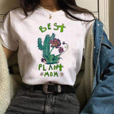 Women Cactus Flower Happy Fashion Short Sleeve Tees Tops Graphic T Shirt CZ20349 / XL