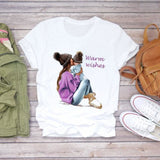 Women Cartoon Super Mom Life Momlife Mama Mother Summer Print Lady T-shirts Top T Shirt Ladies Womens Graphic Female Tee T-Shirt CZ8650 / 